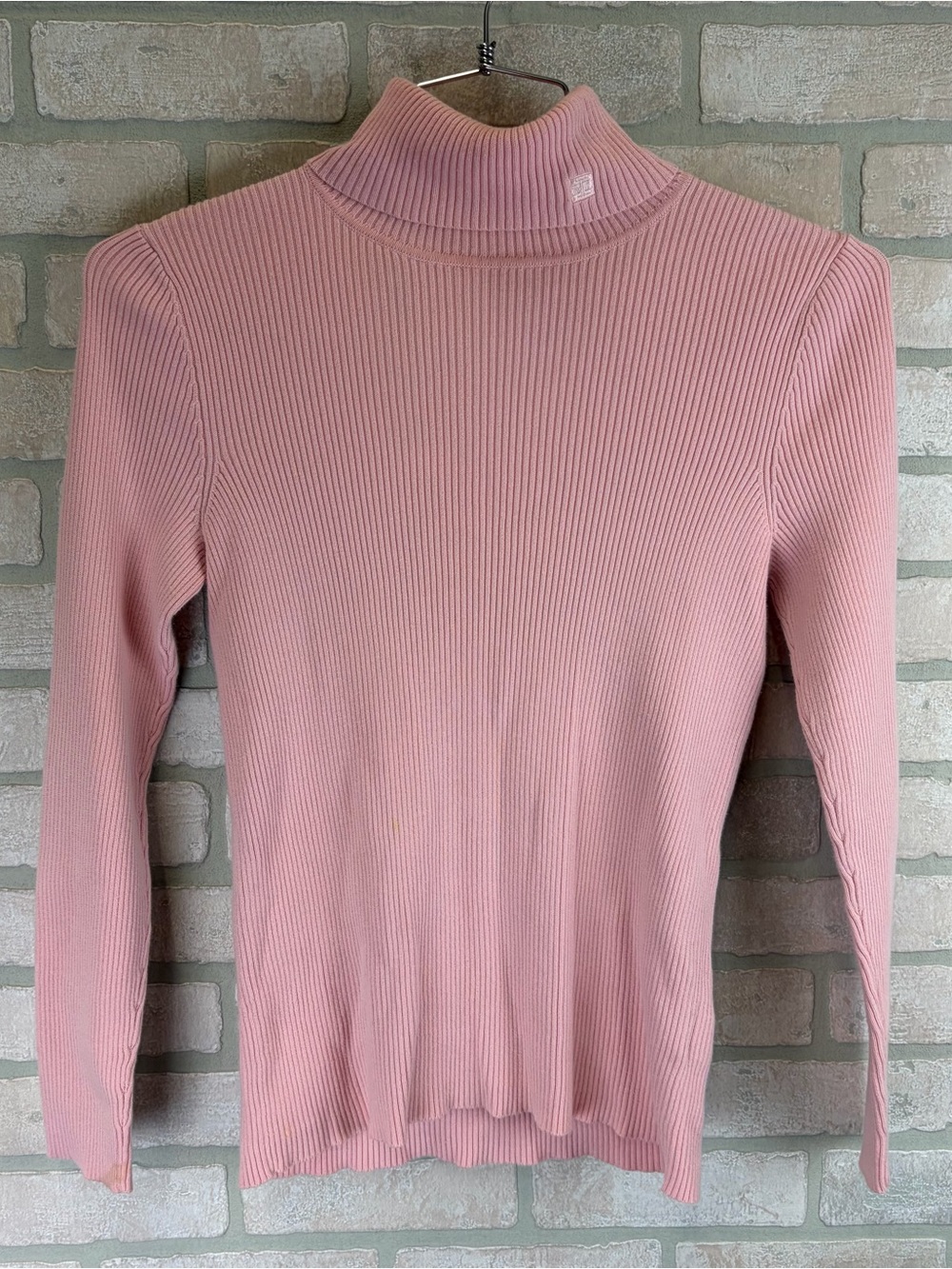 Ralph Lauren Women’s Ribbed Mock Neck Top/Sweater - Pink Medium